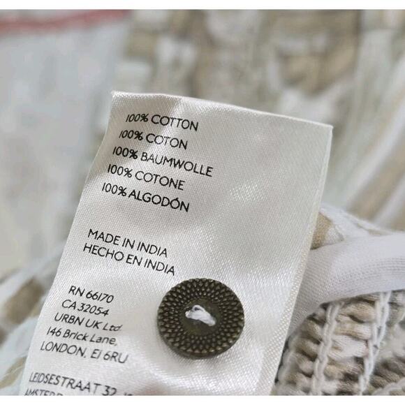 Anthropologie Top Womens Large Beige White Tank Crop Tie V Cream Tan Faux Wrap - Picture 11 of 12